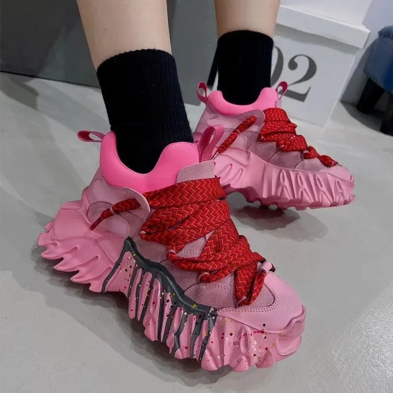 2022 Autumn Platform Mesh Sneakers Women Breathable Tennis Female Vulcanized Shoes Spring Chunky Sneakers Sports Dad Shoes Woman