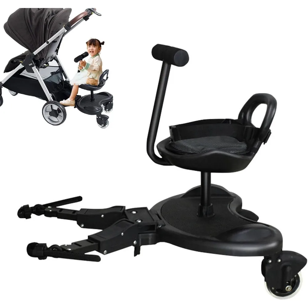 Universal Stroller Board with Detachable Seat 2-in-1 Sit & Stand Stroller Glider Board Standing Board for Most Strollers