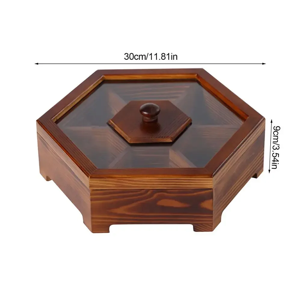 Solid Wooden Snack Box Chinese Style Multi-grid Dried Fruit Tray  Organizer Multifunctional Innovative For Living Room