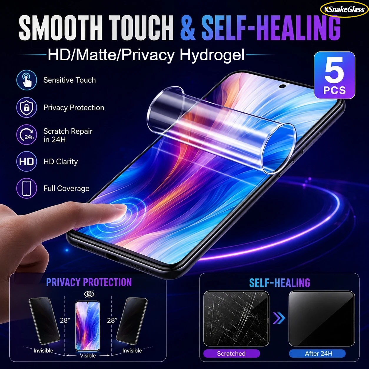 5PCS HD/Matte/Privacy Hydrogel-Folie für POCO X8 Pro F8 Ultra F8Pro M8 X7 Pro F7 F6 F6 X6 X5 M7 Pro Kratzfeste Schutzfolie