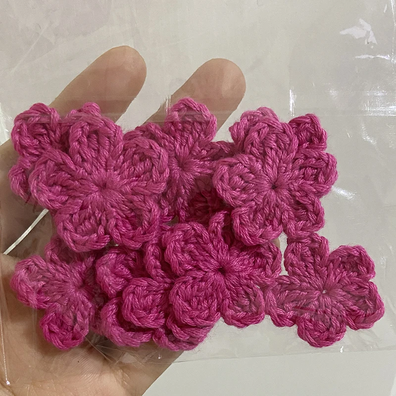 10Pcs 3CM Knitting Wool Flower Applique DIY Clothes Hat Crafts Sewing Supplies Patches Headwear Hair Clips Decor Accessories