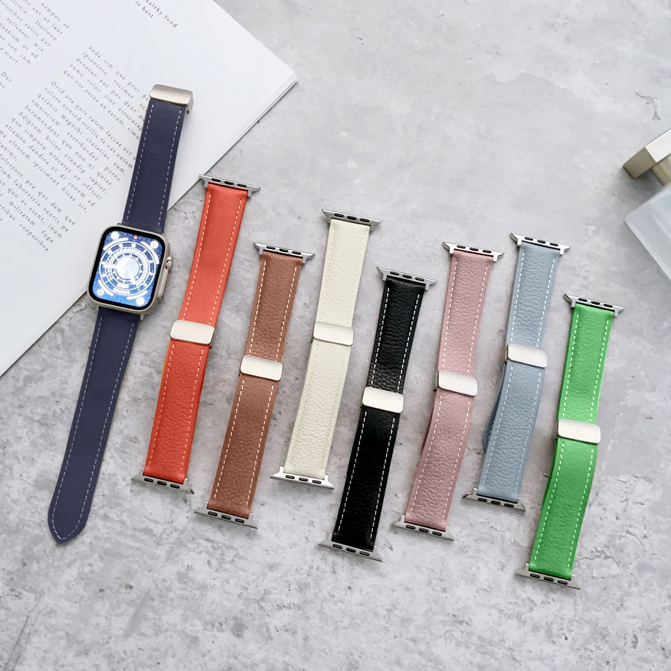 Leather Strap for Apple Watch Band 49mm 41mm 45mm 44mm 42mm 40MM 46MM Magnetic Bracelet for IWatch Ultra2 Series 10 9 8 7 6 5 SE