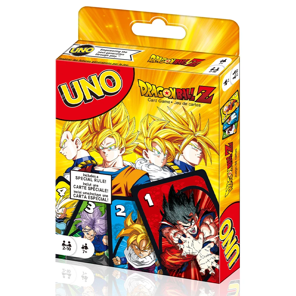 Mattel Games UNO Dragon Ball Z Card Game for Family Night Featuring Tv Show Themed Graphics and a Special Rule for 2-10 Players