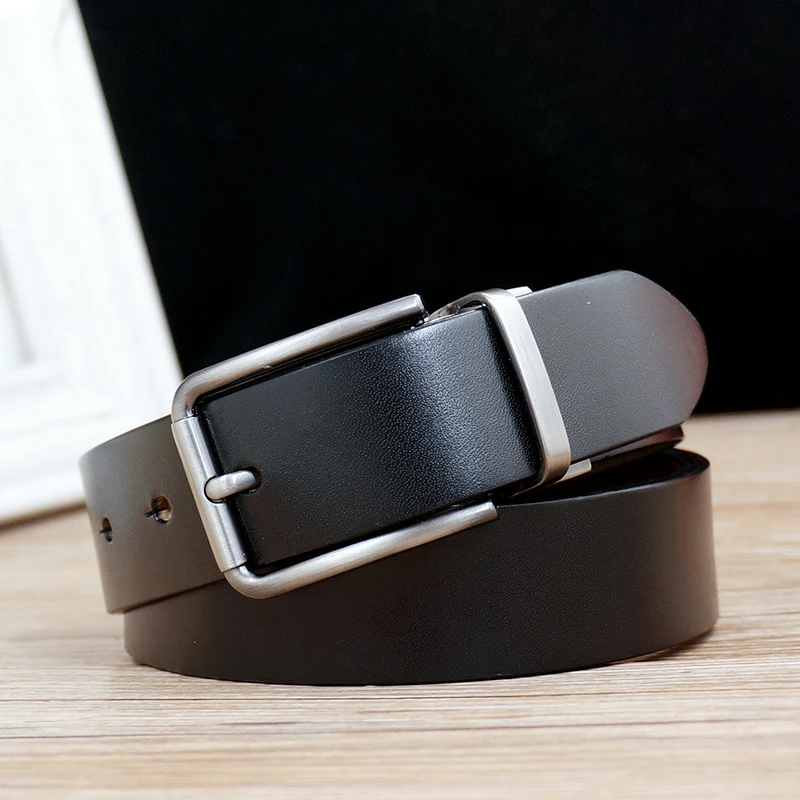 メンズベルト-本革-トップレイヤー牛革-純針バックル-ユースパンツベルト-ブラック-ビジネス-フォーマル-おしゃれ-トレンド-ウエストベルト