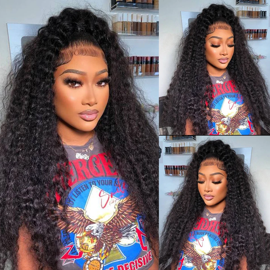 Tewjig Deep wave 4x4 Lace Closure Glueless 13x4 HD Transparent Lace Frontal 13x6 Human Hair Wigs 30 34 Inch Curly PrePlucked