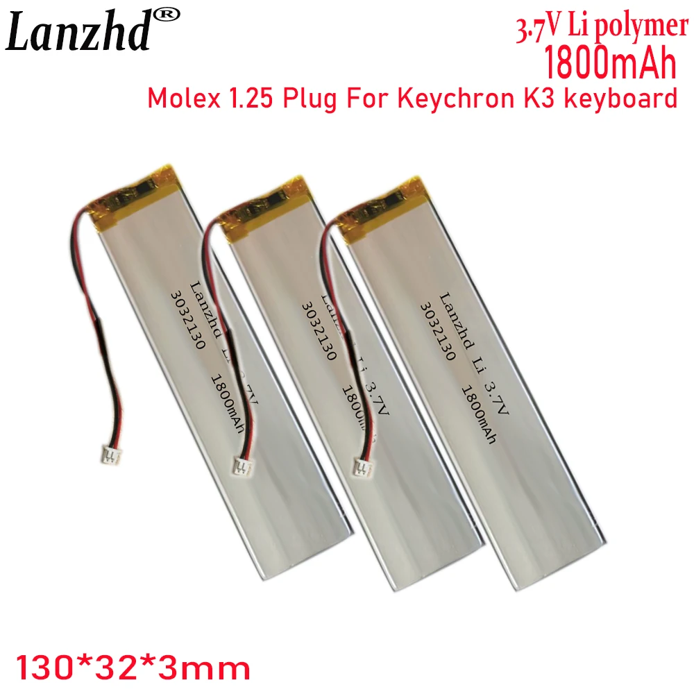 1-20 Pcs 3032130 3.7V 1800mAh Li Polymer Battery For Keychron K3 keyboard cells LED lights Bluetooth keyboard Car recorder