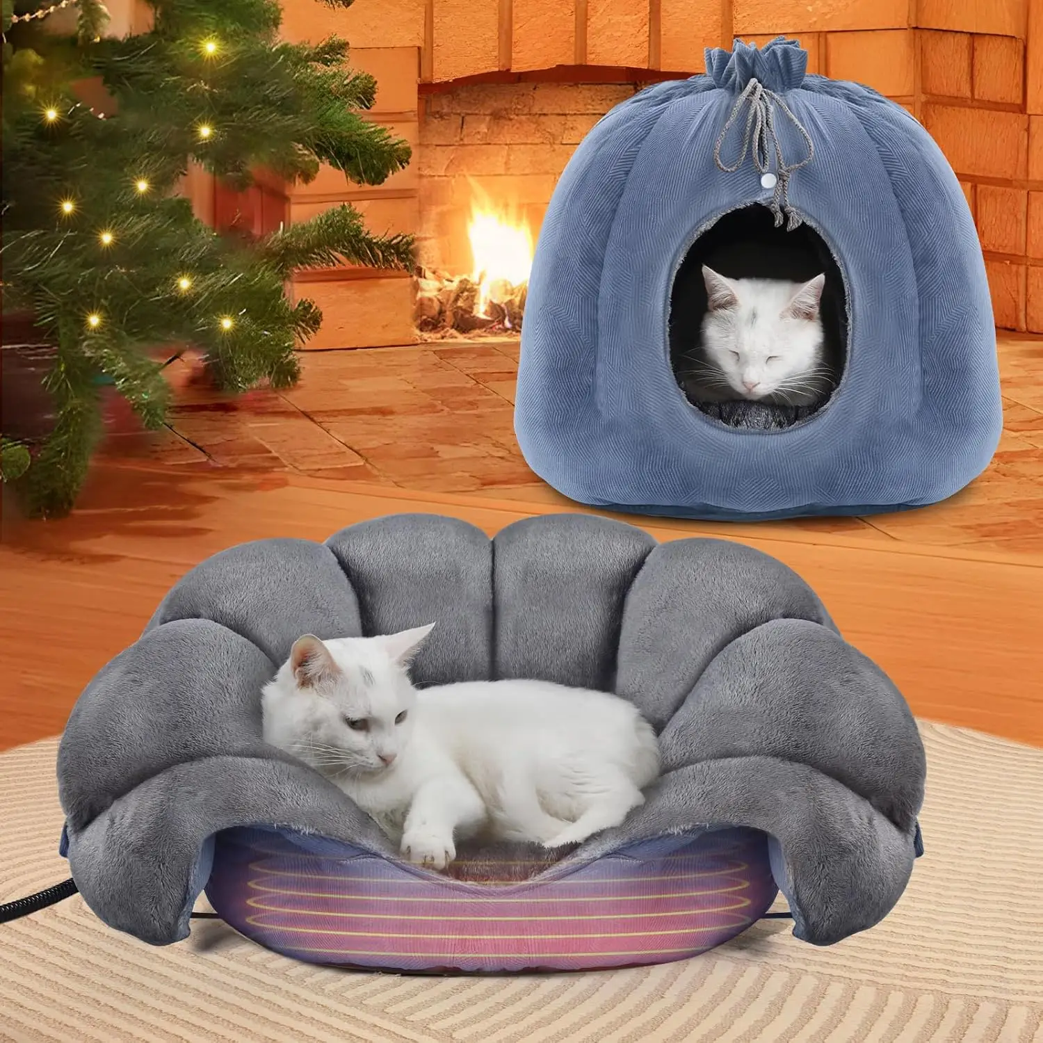 

Heated Cat Bed, Soft Cozy Indoor Pet Bed for Cats & Small Dogs, Perfect Temperature with Overheat Protection