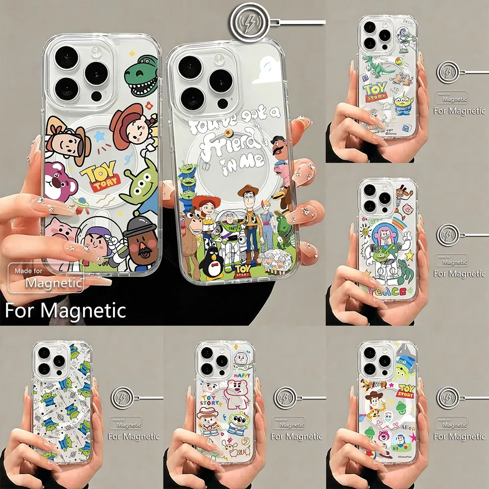 Magnetic Phone Case for Samsung Galaxy S25 S24 S23 S22 S21 S20 FE Edge Plus Ultra 5G Soft Clear TPU Cover Cartoon Toys-storys