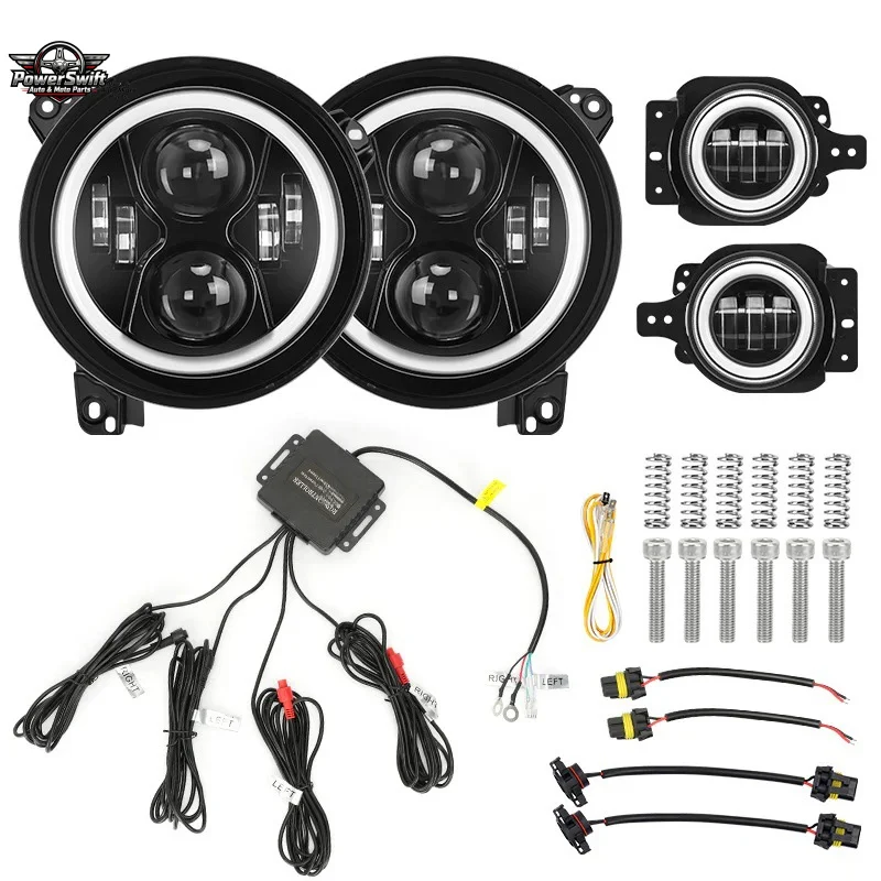 Suitable for 2018+ Jeep JL JT 9inch IP68 RGB Color Changing Turn Signal High and Low Beam Car LED Headlight