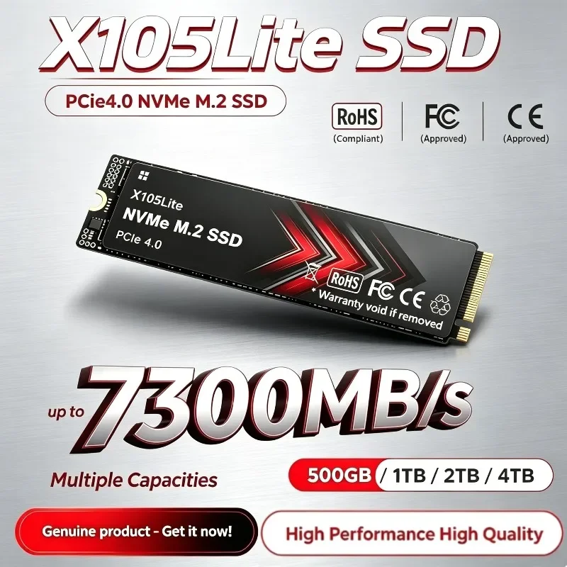 X105Lite 500GB-4TB NVMe M.2 PCIe 4.0 SSD, up to 7300MB/s, Solid State Hard Disk Drive for Laptop and Desktop Systems.