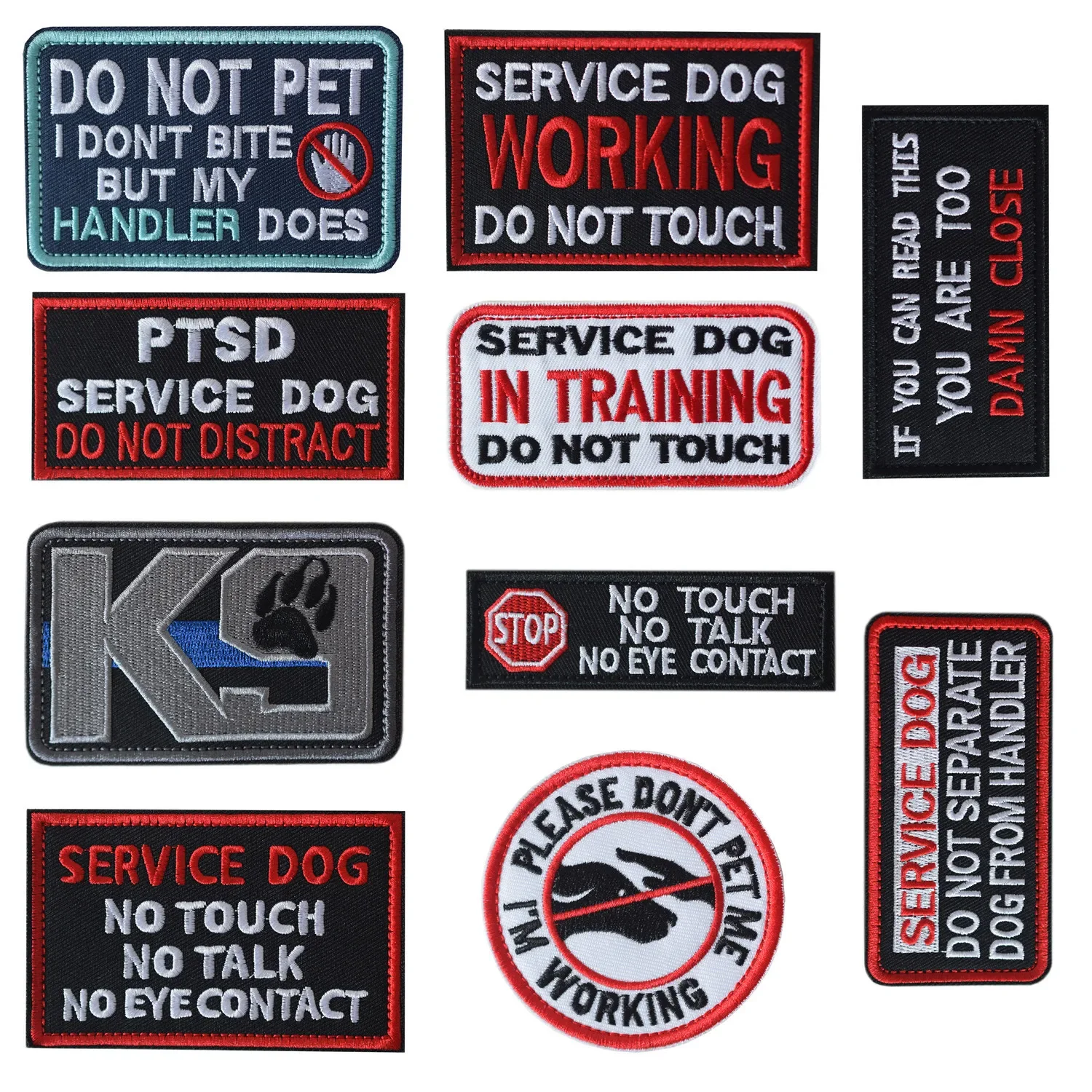 Service Dog Morale Badge K9 Flag Tactical Patch Working Do Not Touch Embroidery Military Armband Pet Vest Hook & Loop Patch