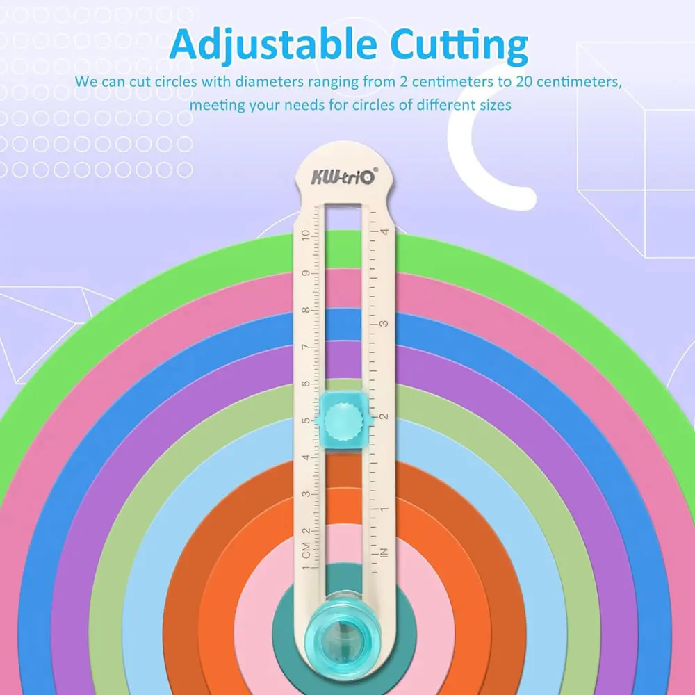 2-Pack of Circular Cutters, Adjustable Circular Paper Cutter, 360° Rotating Cutter, Diameter 2-20 cm, for Cutting Craft Paper.
