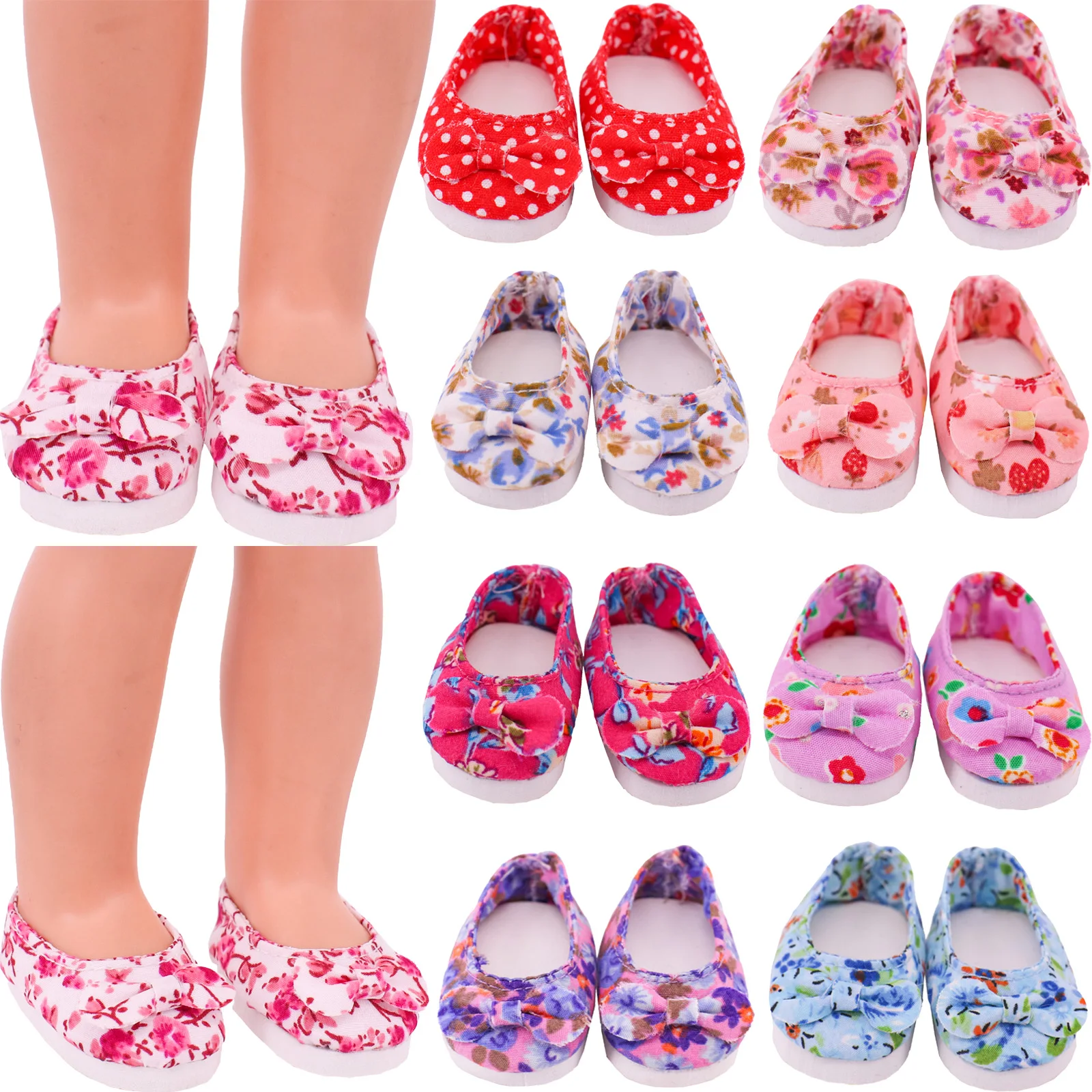 Doll Shoes Floral Print for 14.5 inch Wellie Wisher 32-34 Cm Paola Reina Dolls Clothes Accessories 20Cm Kpop Doll 1/6 BJD Blyth