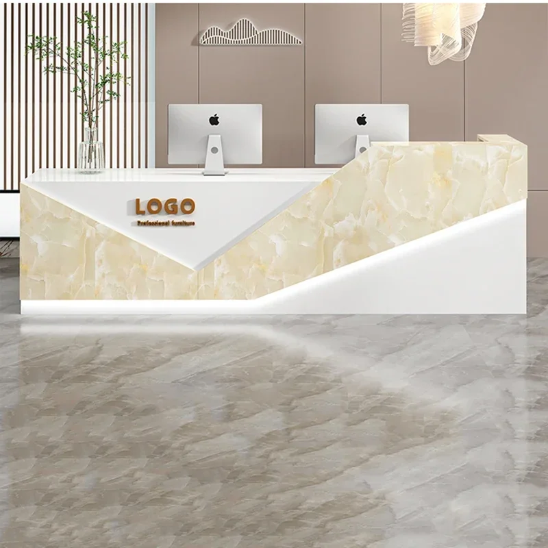 

ZLight Corner Reception Desks Design Stylish Luxury Modern Reception Desks Checkout Mostrador Negocio Rotary Endoscope Furniture