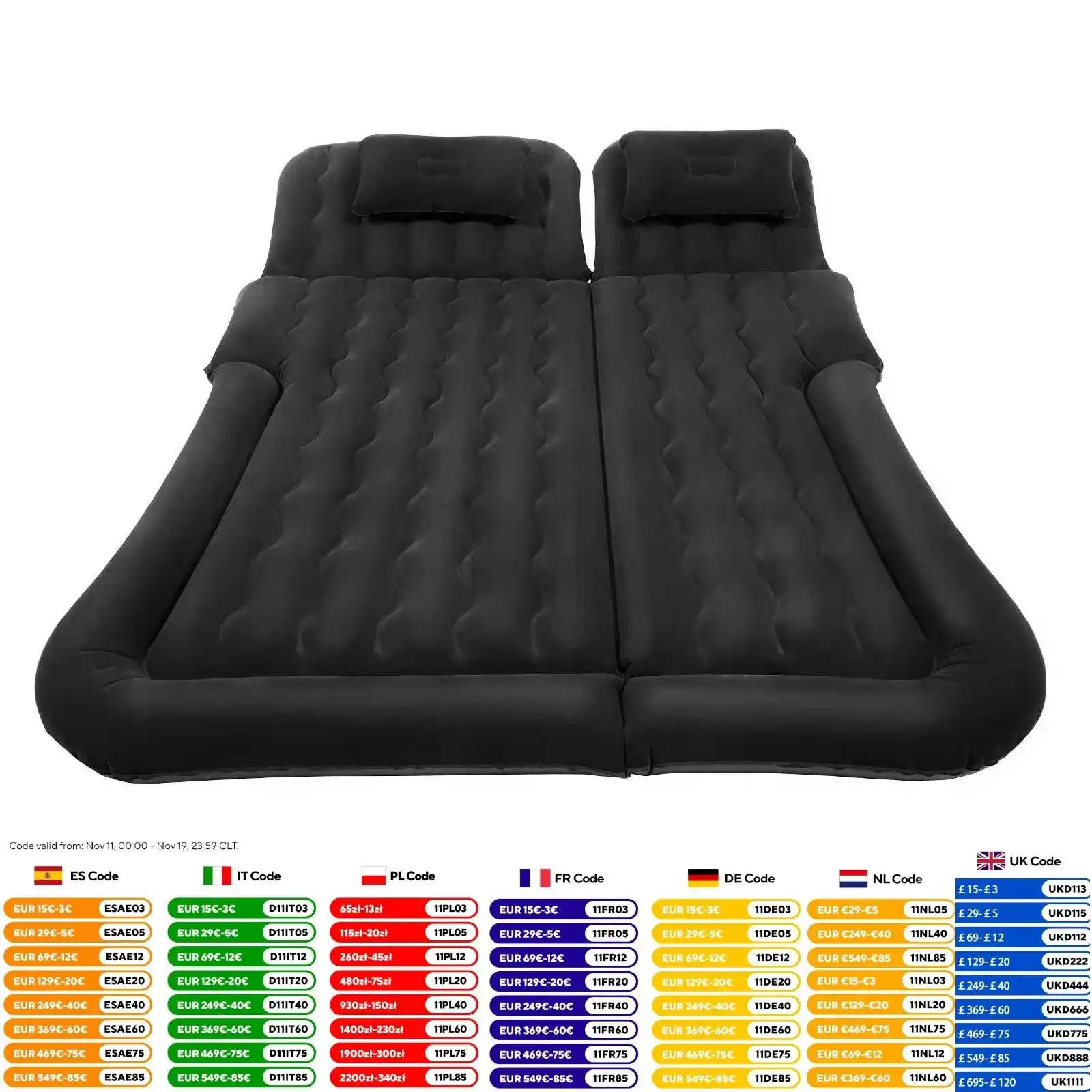 Universal Foldable Inflatable Bed Portable Inflatable Mattress Set Car Back Seat Sleeping Flocking Air Bed Cushion w/Pump+Pillow