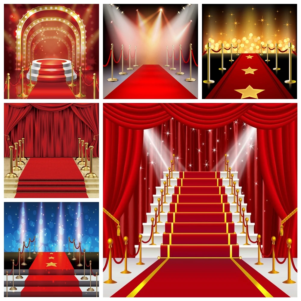 Red Carpet Stage Backdrop Movie Night VIP Birthday Party Star Awards Film Ceremony Festival Celebration Photography Background