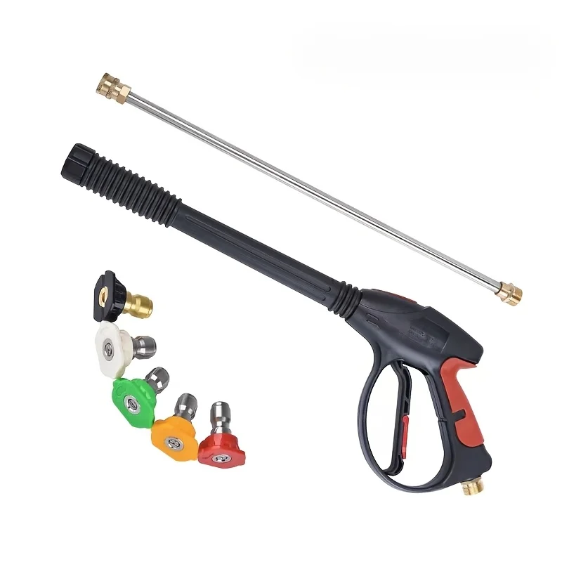 Portable High Pressure Car Wash Gun with Adjustable Extended Rod Household Water Pipe Matching Car Cleaning Tool for Home Outdoo