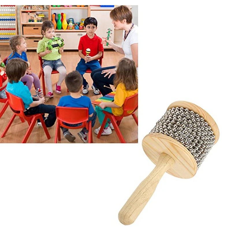 Kabasa en bois et jouet à manivelle en boule d'acier, instruments fuchsia portables pour enfants pour la maison et la maternelle