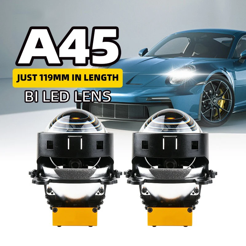 Super Short 3 Inch Bi LED Projector Lens 12V 45W 5500K Double Chips Reflectors For Car Headlight Retrofit Hi Lo Beam