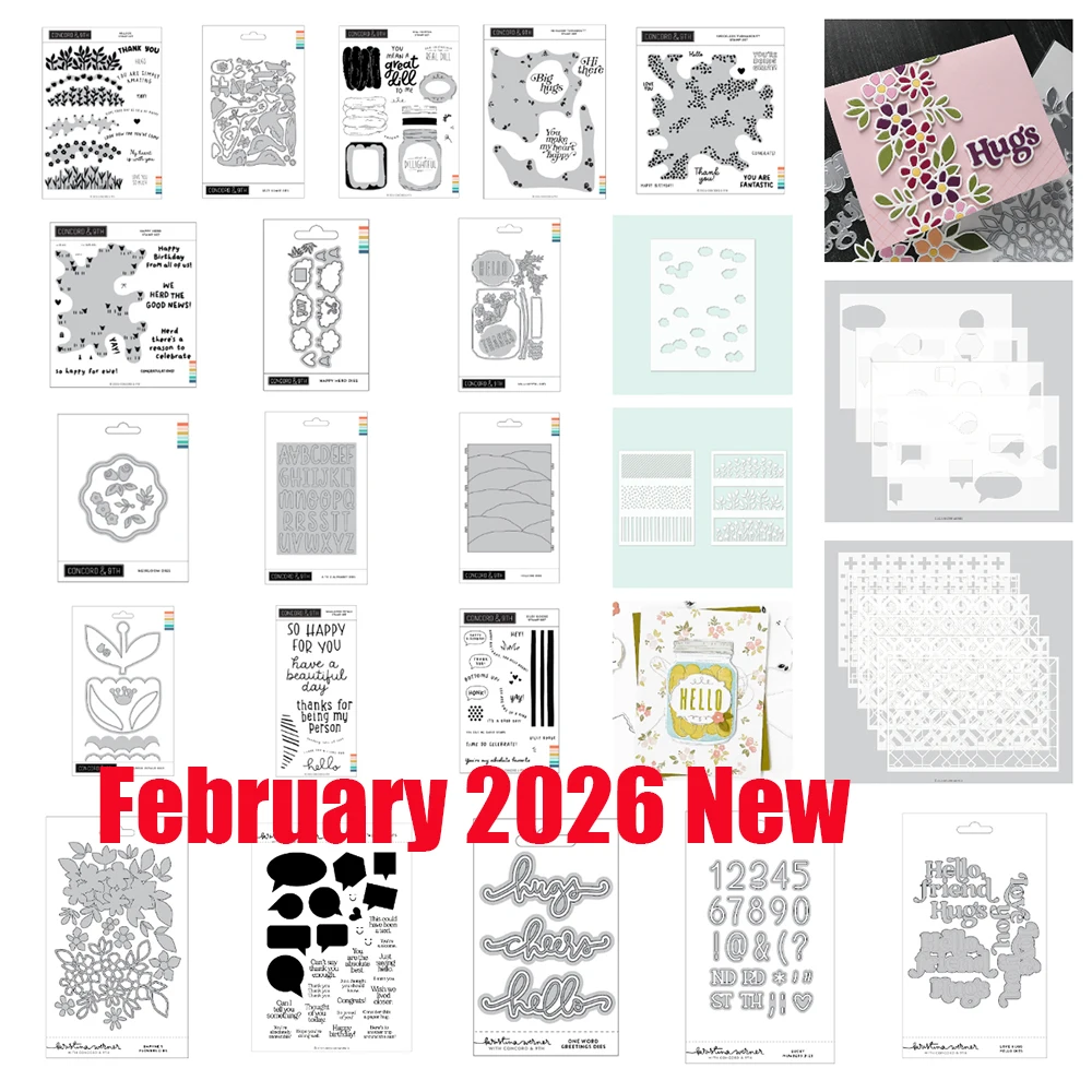 

Новинка февраля 2026: Металлические вырубные ножи, штампы и трафареты Happy Herd Petals Concord&9th для скрапбукинга и создания фотоальбомов своими руками