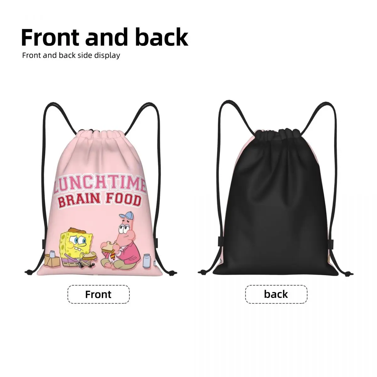 SpongeBob Drawstring Back Pack Bag Travel Storage Package Teenagers Beach Tote Bag School Sport Shoe Bag Portable