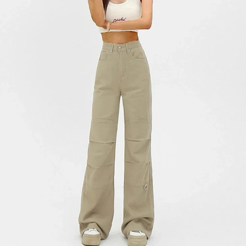 女性用ゴシックフレアジーンズ,ハイウエスト,アメリカンスタイル,カーゴ,カーキ,ストリートウェア,カジュアル,y2k,2000s,ファッション