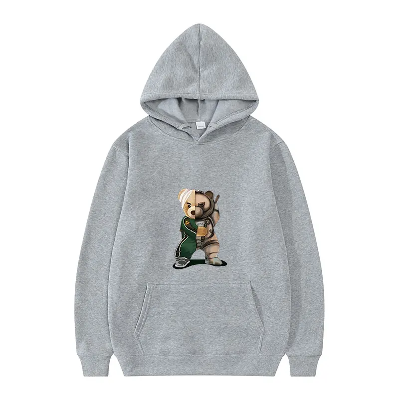 Autumn and winter street hoodies for warmth, loose fit, home sportswear, couple\'s new product, fashionable teddy bear printed jo