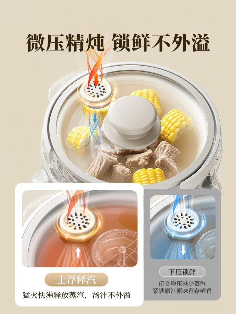 Midea electric stew pot micro-pressure soup stew pot household porridge pot automatic multi-functional electric stew cup