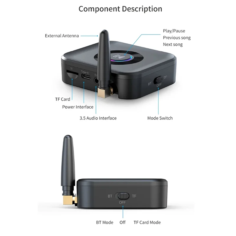 【Superdeals】 Ricevitore audio wireless Adattatore per musica stereo con luce colorata per jack da 3,5 mm Altoparlante per auricolari Supporto per PC Scheda TF