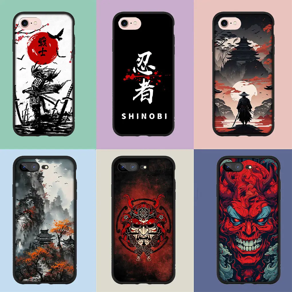 Japan Samurai Skeleton Skull  Ninja Bushido Cover for Apple iPhone 15 14 Plus 13 12 Mini Pro Max XR + 13Pro 14+ 15+ Phone Case