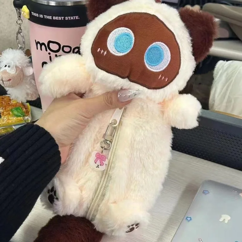 

LUSQI плюшевый пенал с котом и кошелек для монет Kawaii держатель для ручек с животными для студентов настольный органайзер для школьных принадлежностей