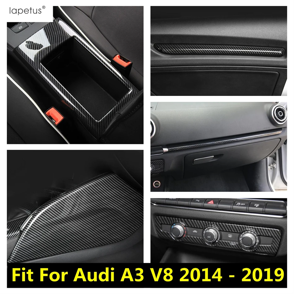 

Door Armrest Strip / Dashboard Panel Strip / Middle Air AC Panel Cover Trim Carbon Fiber Accessories For Audi A3 V8 2014 - 2019