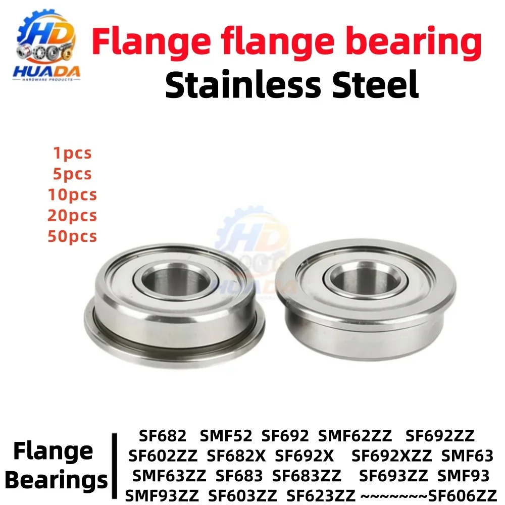 Miniature Stainless Steel Flanged Step Ball Bearing SF682 SMF52 SF692 Bore 2-9mm Flange Shoulder Bearing for 3D Printer RC Motor