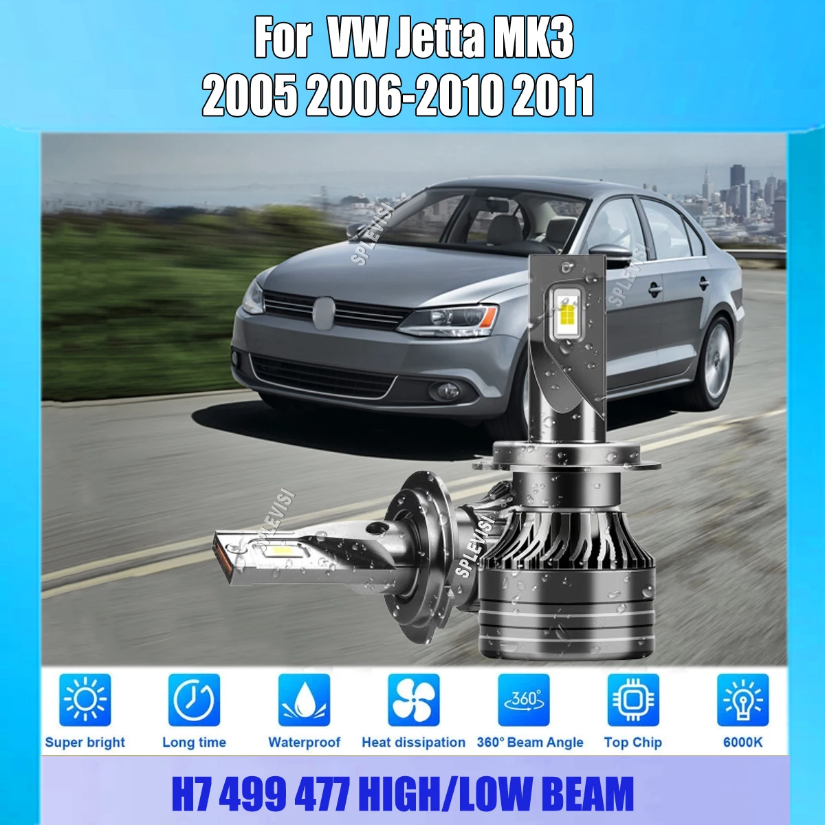 

12v H7 LED Headlight Bulb Consists of double Sided CSP LED Chips 12Pcs Diode For VW Jetta MK3 2005 2006 2007 2008 2009 2010 2011