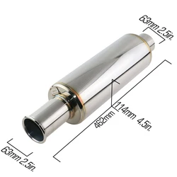 JZZ Universal 4.5inch Body High Flow Auto Exhaust Pipe Rear Muffler for 2.5'' Inlet And Outlet Exhaust Muffler For Car