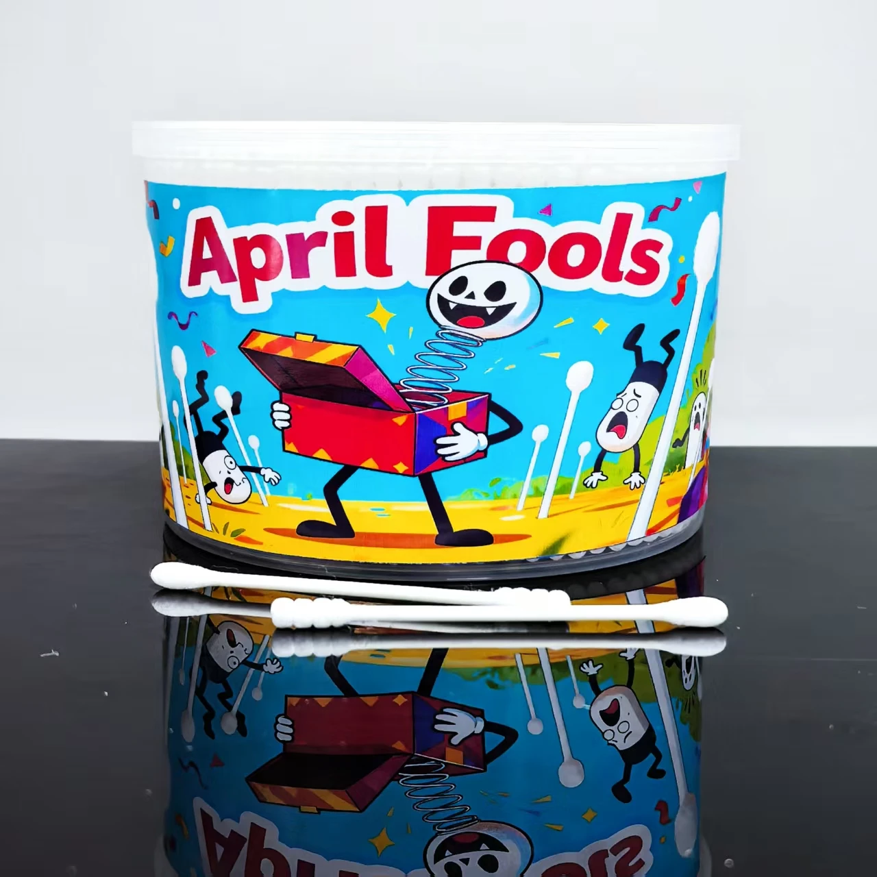 500 Uds. Elemento del Día de los Inocentes hisopos de algodón creativos caja sorpresa regalo hisopos de algodón hisopos de algodón para adultos de doble cabeza