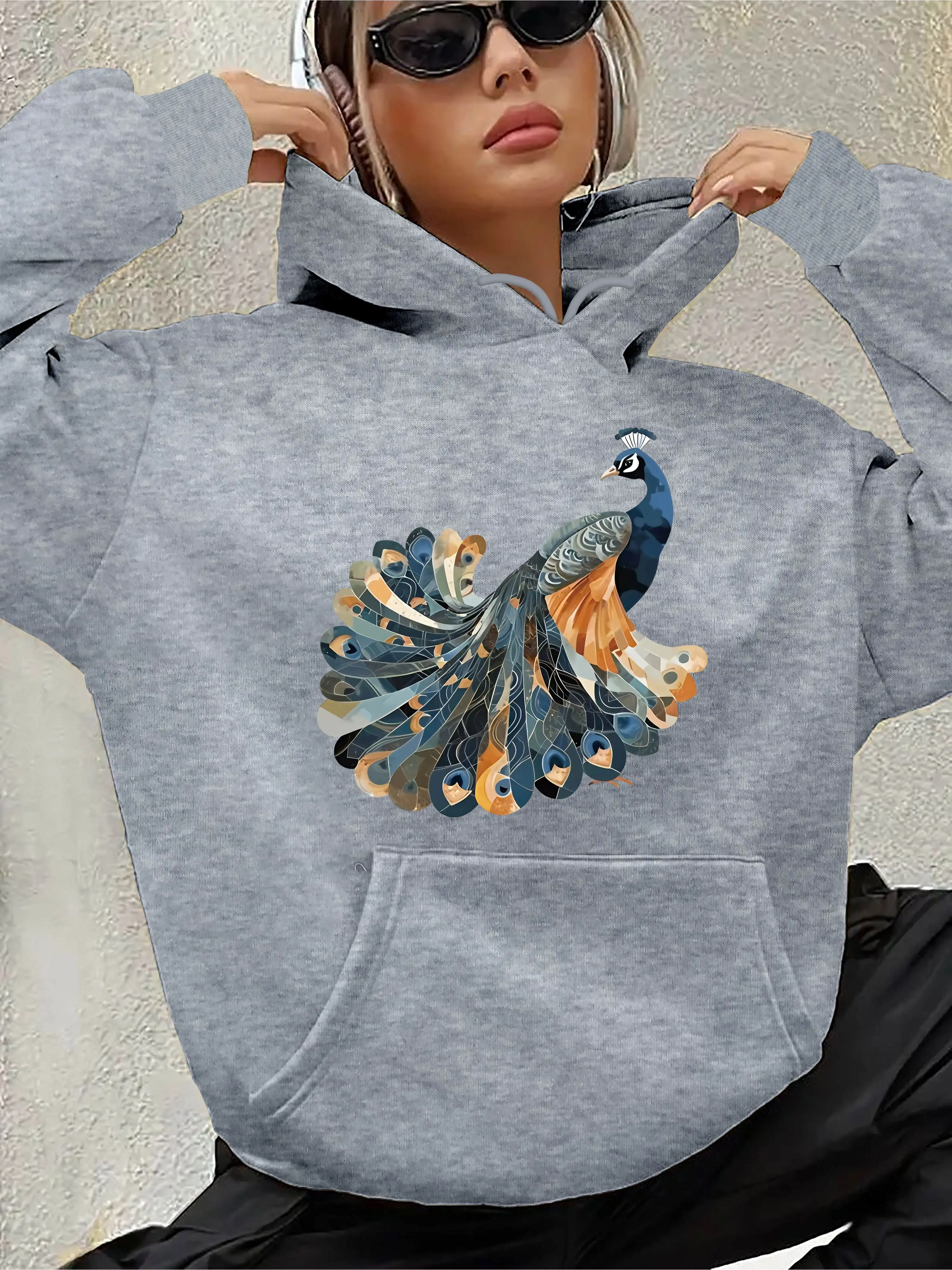 

Peacock Graphic Printing Autumn and Winter Cotton Men's and Women's Hoodies Casual Outdoor Street Sports Loose Training Brand