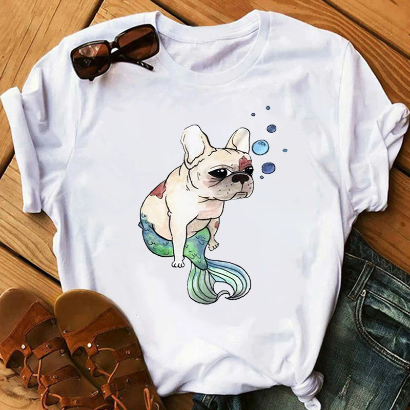 

Leuke Franse Bulldog Grafische Print T Shirts Vrouwen Harajuku Ullzang Mode T-shirt 90S T-shirt Zomer Top Tee Shirt Female