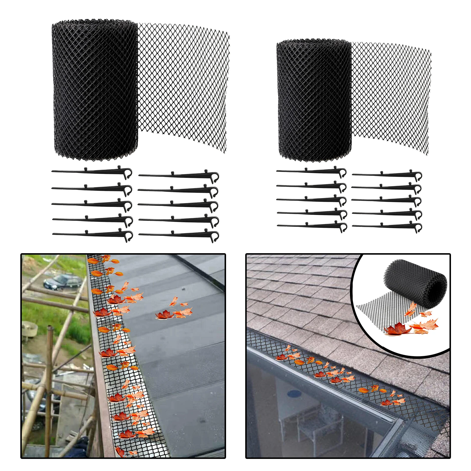 6m 8m Mesh 6" & 7" Roof Guttering Cover Debris Protector with Hooks