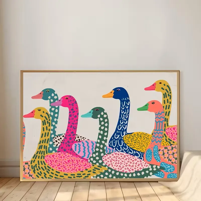 Colorful Goose Posters Bohemian Animal Canvases Unique Birthday Gifts Living Rooms Kitchens Corridors
