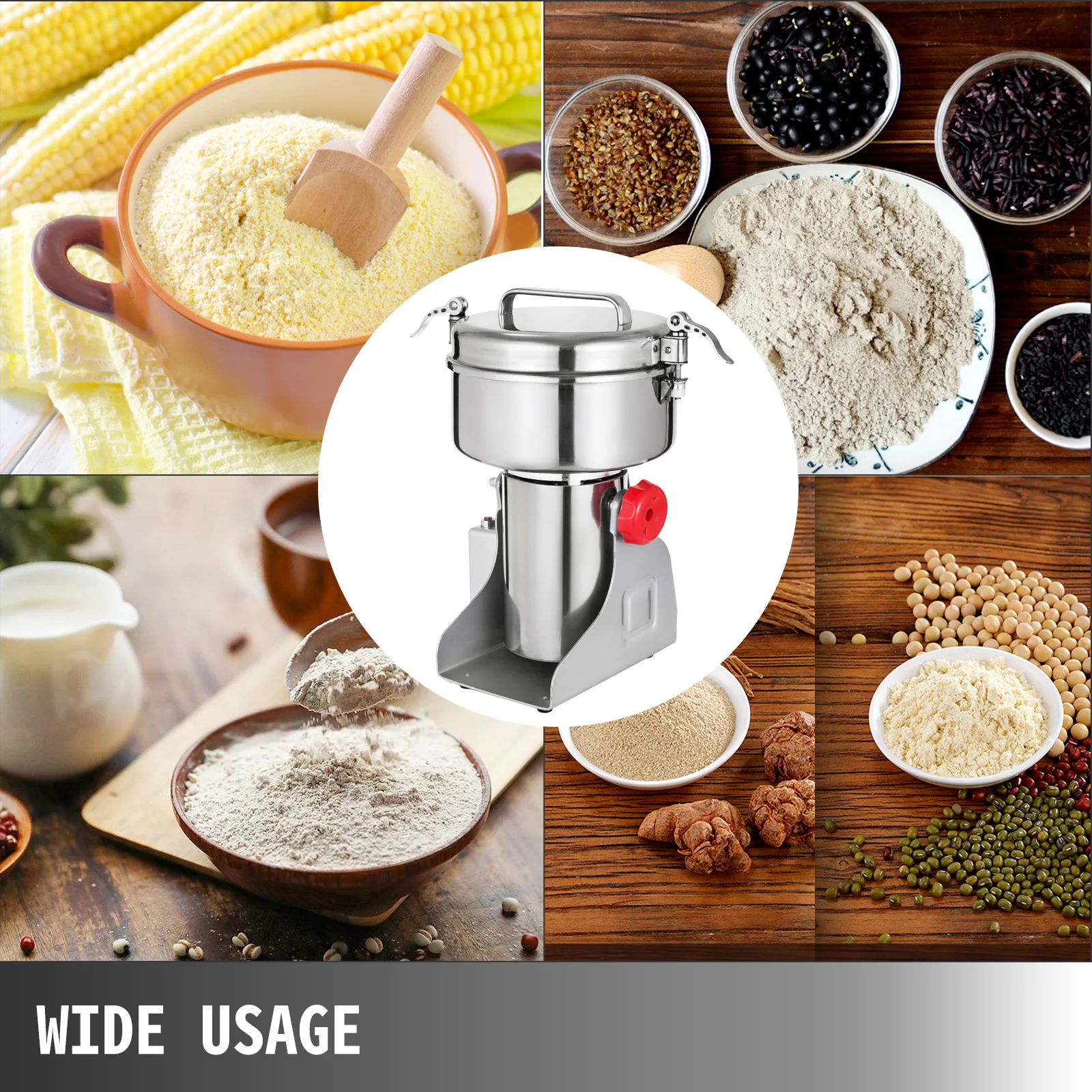 VEVOR 350G 750G 1000G Electric Grain Coffee Grinder Stainless Steel Grinding Machine for Crushing Wheat Herb Soybean Millet Corn