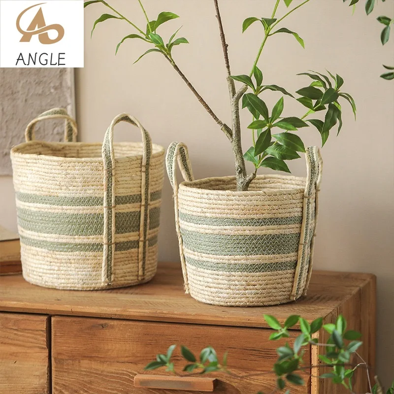 

Плетеные горшки ручной работы с ручками - прочные цветочные горшки для внутреннего и наружного декора для домашнего декора, балкона, сада и улицы