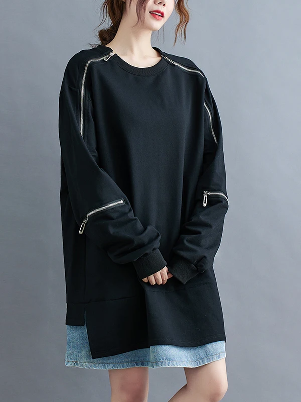 

Slimming Effectiven Large Size Design Sense Jeans Splicing Fake Two-Piece Sweatirt Dr Women Autumn Winter Faionable...