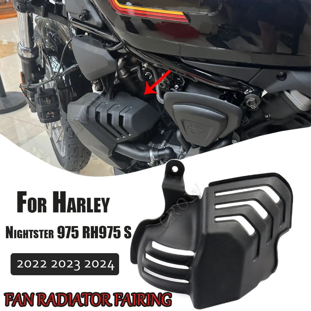 

New Motorcycle Black Fan Radiator Fairing Hot Cooling Air Deflector Spoiler Guard For Harley Nightster 975 RH975 S 2022