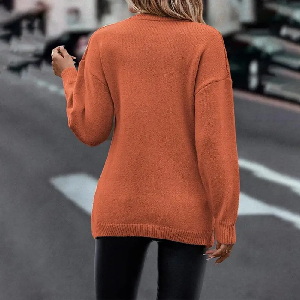 Women Knitted Pullover Stylish Twist Pattern Knitting Sweater Autumn Winter Slim Fit Women Sweater V Neck Solid Color Knitwear