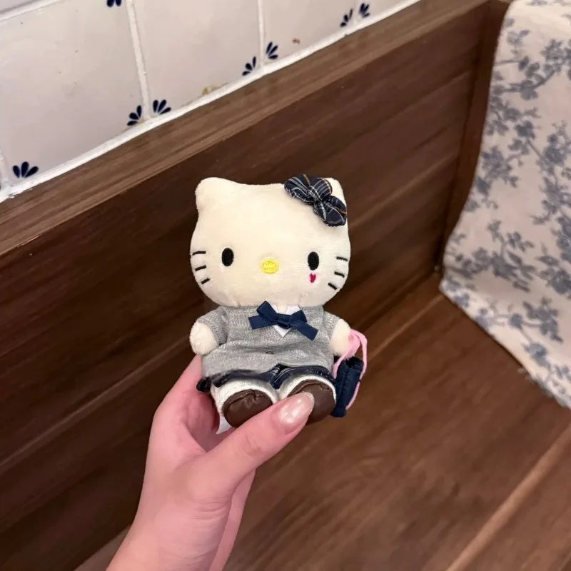 Kawaii Hello Kitty estilo escolar serie KT llavero de juguete de peluche uniforme sanrio móvil de dibujos animados gatito femenino colgante de felpa muñeca regalo