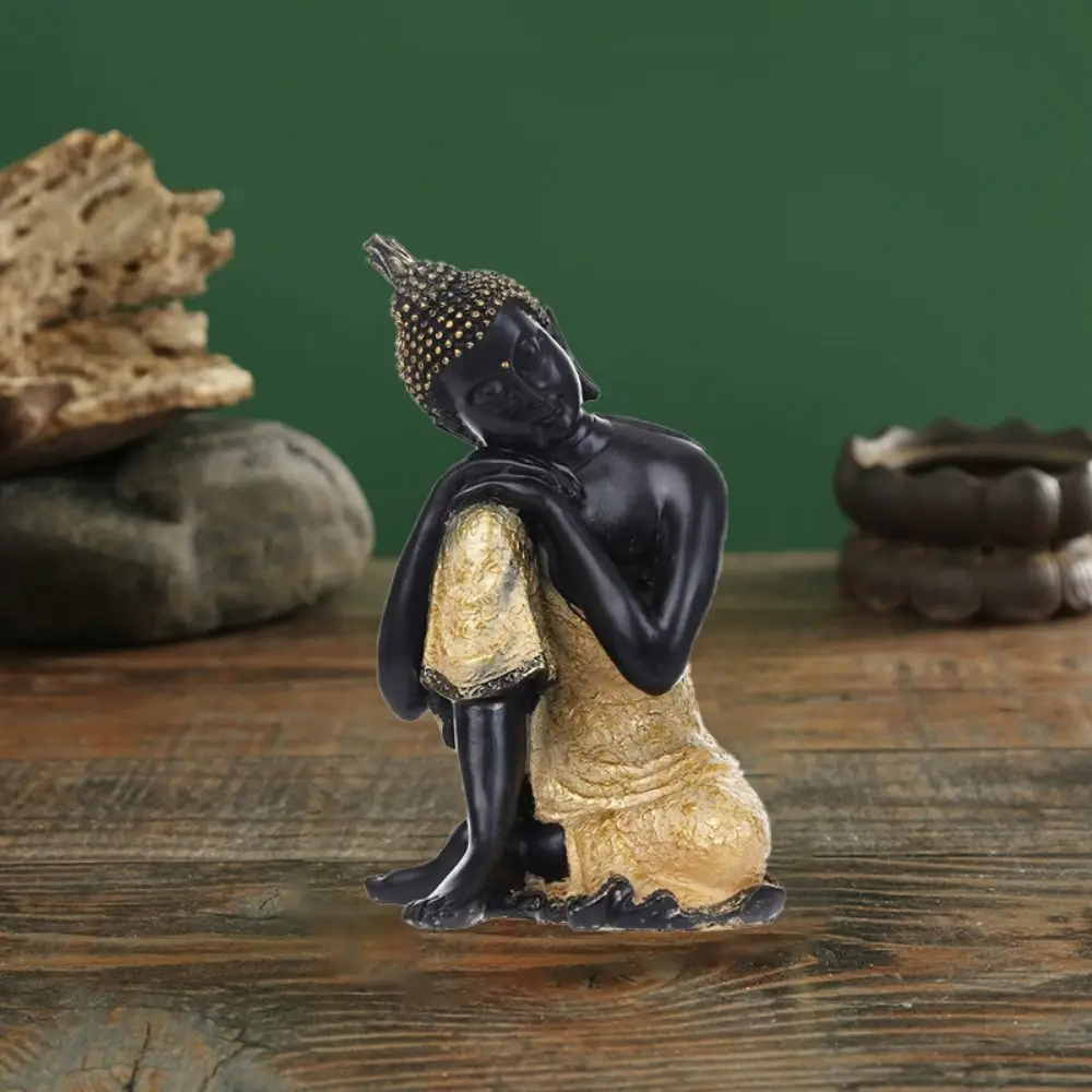 Уникальный дизайн, украшение Будды из смолы, азиатский стиль, окрашенная статуя Спящего Будды, ручная работа, сидящий орнамент Будды, ресторан