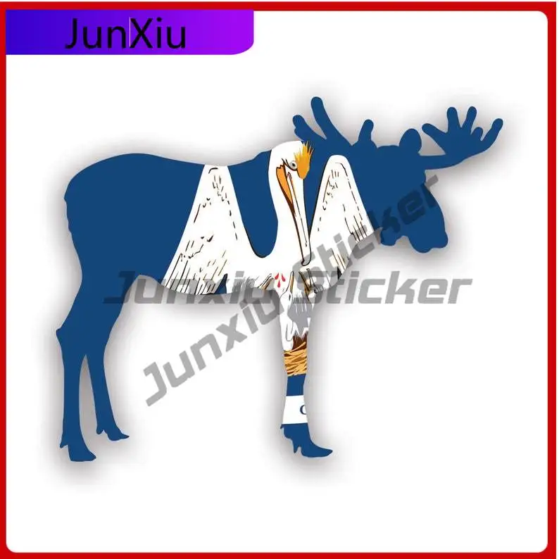 

Louisiana Moose Shaped Flag Sticker Uv Protected Decals La Elk Deer Antlers Archery Hunter Hunting Outdoors Explore State Flag