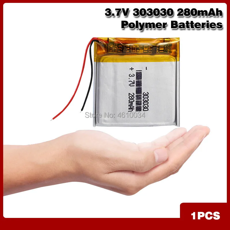 Polymer 303030 033030 3.7V 280MAH Rechargeable Lithium Battery With PCM For MP3 MP4 MP5 GPS Headset Electric Toy Voice Recorder