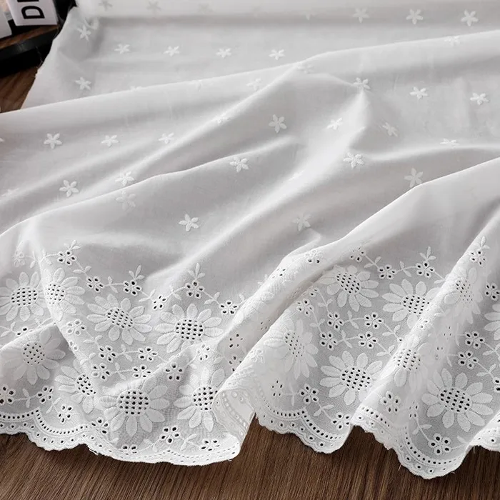 1yard hollow flower cotton tissus sunflower embroidery fabric Shirt dress children's clothing DIY tablecloth patchwork